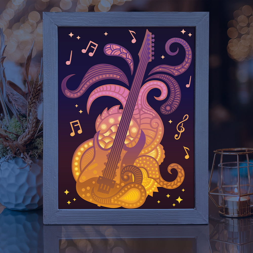 Electric Guitar – 3D Lightbox SVG File for Cricut & Silhouette