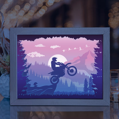 Motocycle In The Mountain – 3D Lightbox SVG File for Cricut & Silhouette