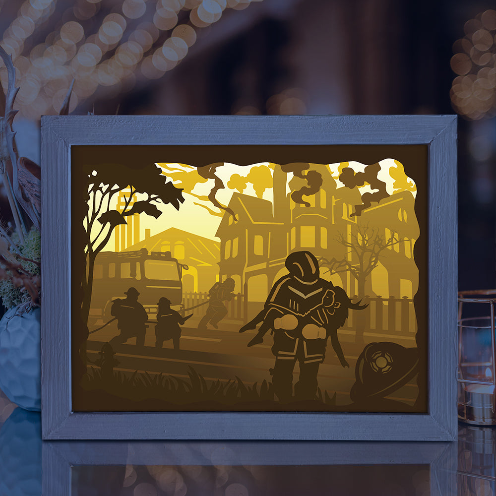 Fireman 1 – 3D Lightbox SVG File for Cricut & Silhouette