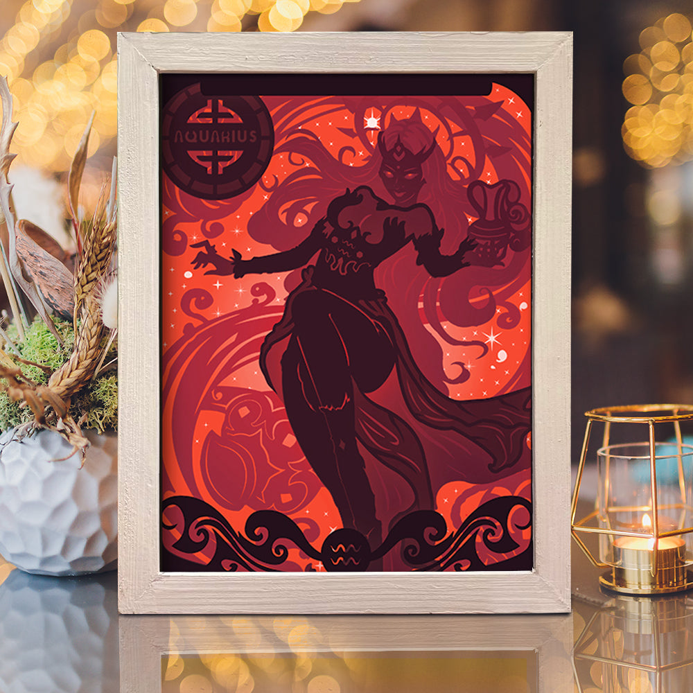 Zodiac Aquarius – 3D Lightbox SVG File for Cricut & Silhouette