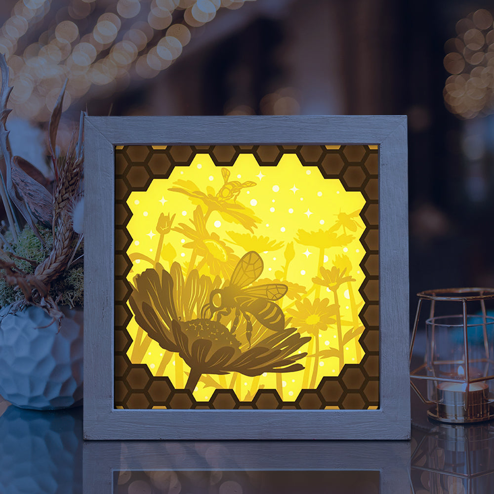 Honey Bee – 3D Lightbox SVG File for Cricut & Silhouette
