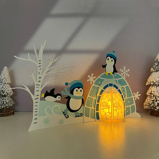 Penguin 4 - 3D Christmas Lantern File - Cricut File  - VEKTOR KRAFT