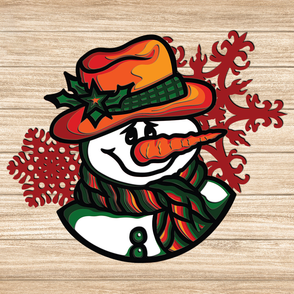 Chistmas Snowman - 3D Layered Christmas - Cricut File - VEKTOR KRAFT