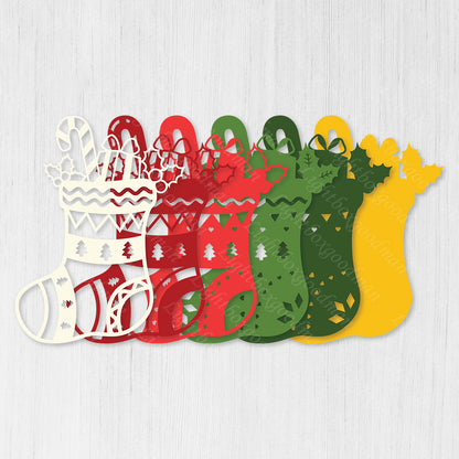 Christmas Sock - 3D Layered Christmas - Cricut File - VEKTOR KRAFT