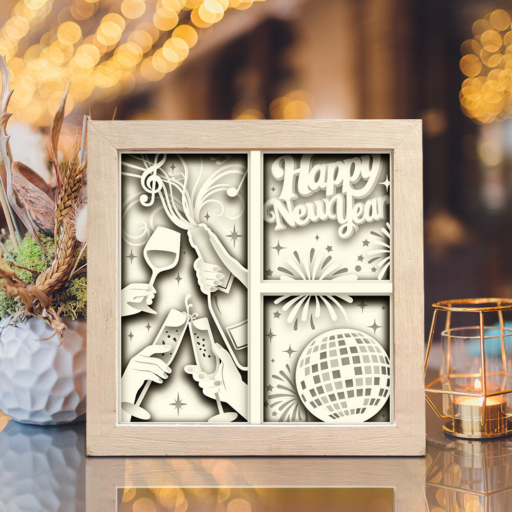 New Year Party – 3D Shadow Box SVG File for Cricut & Silhouette