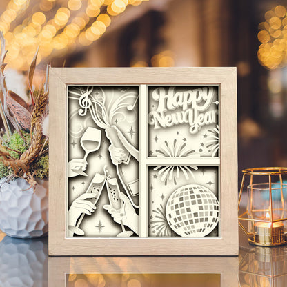 New Year Party – 3D Shadow Box SVG File for Cricut & Silhouette