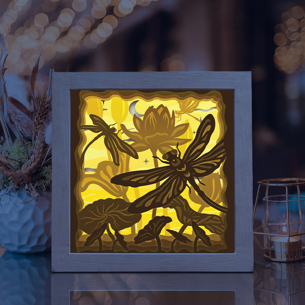 Dragonfly Square – 3D Lightbox SVG File for Cricut & Silhouette