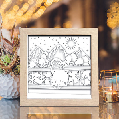Sloth And Sunfower – 3D Lightbox SVG File for Cricut & Silhouette