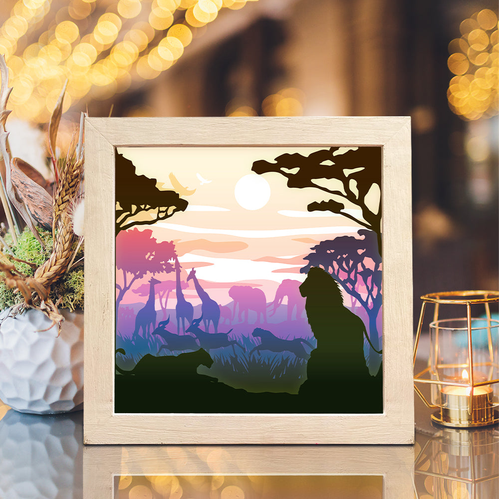 Africa Landscape 1 Square – 3D Lightbox SVG File for Cricut & Silhouette
