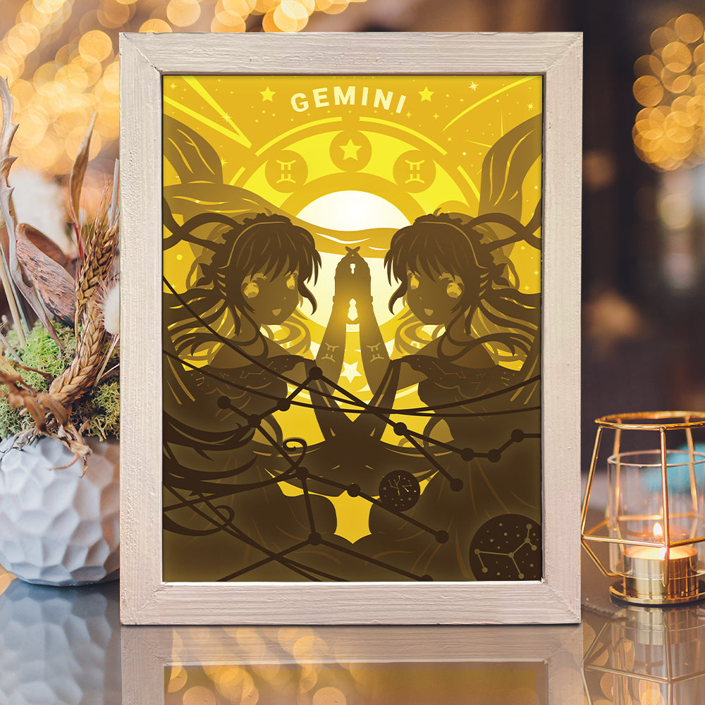 Zodiac Gemini – 3D Lightbox SVG File for Cricut & Silhouette