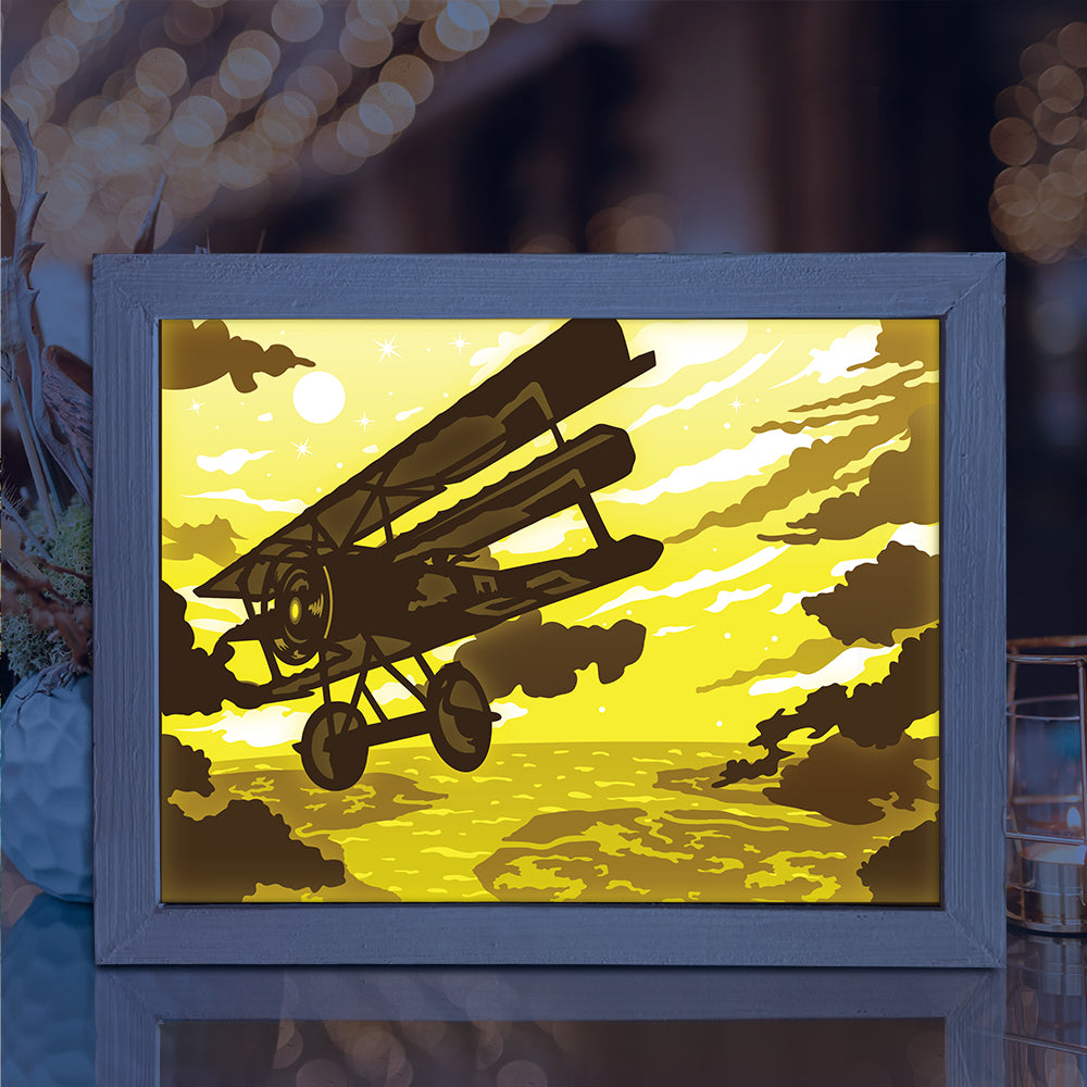 Vintage Plane – 3D Lightbox SVG File for Cricut & Silhouette