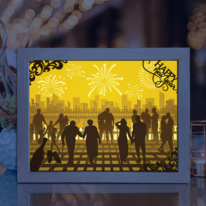 Happy New Year – 3D Lightbox SVG File for Cricut & Silhouette