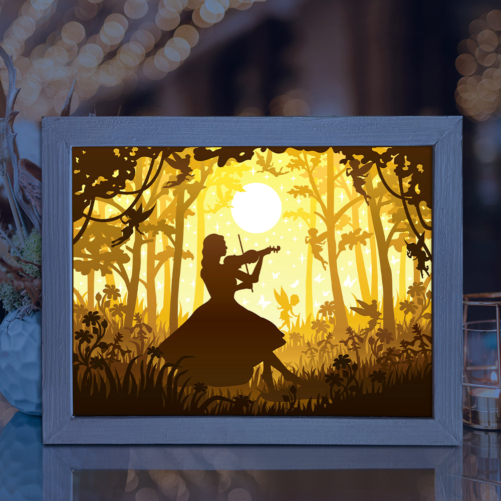 A Girl Playing Violin – 3D Lightbox SVG File for Cricut & Silhouette