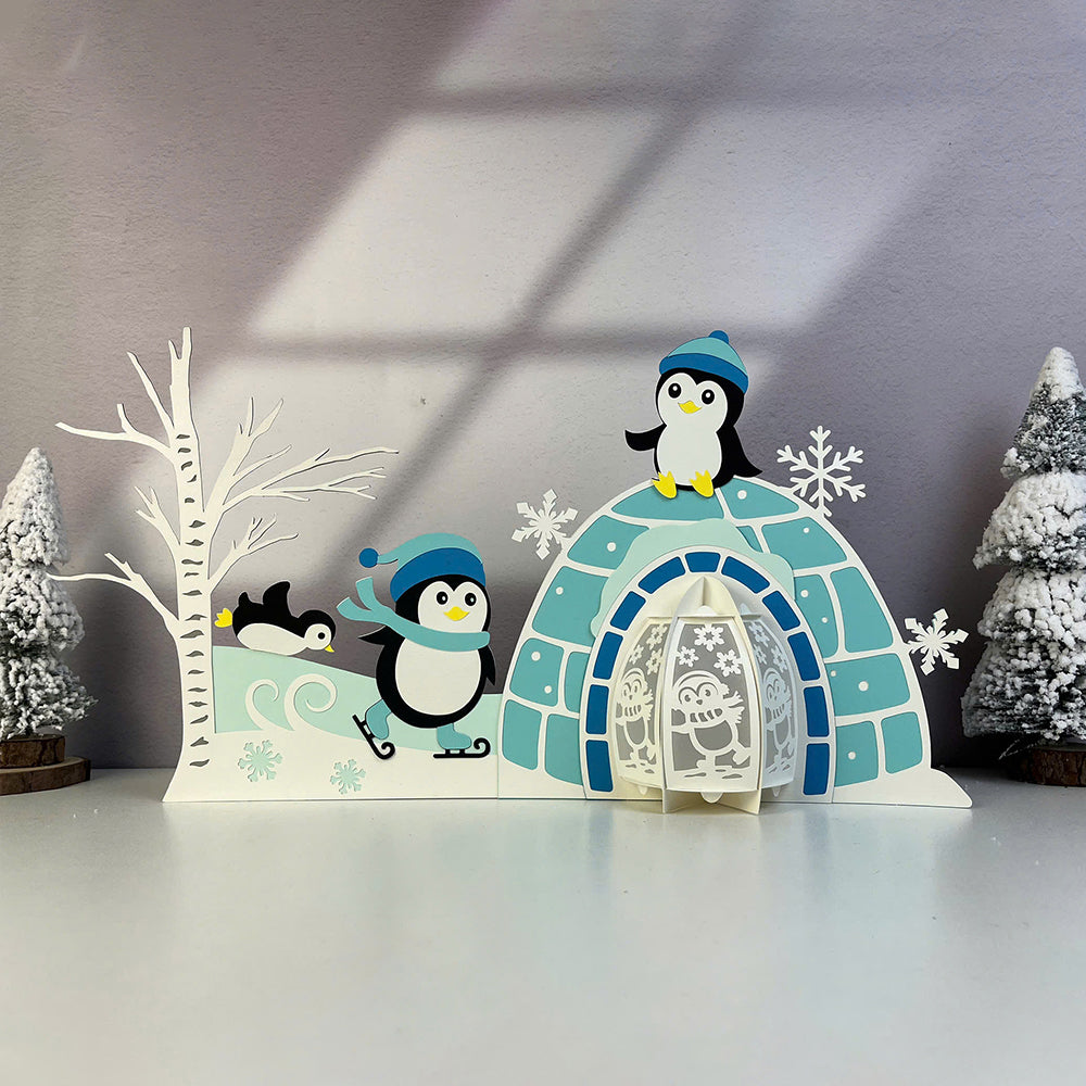 Penguin 4 - 3D Christmas Lantern File - Cricut File  - VEKTOR KRAFT