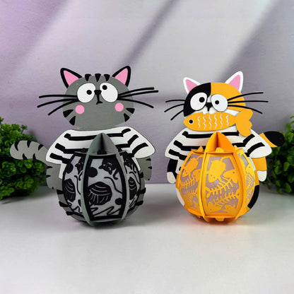 Pack 2 Cute Cat 2 - 3D Animal Paper Lantern File  - Cricut File  - VEKTOR KRAFT