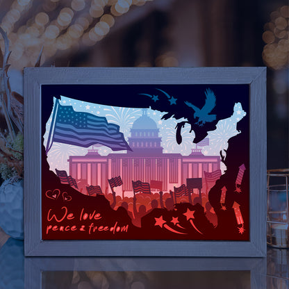 Happy 4th Of July 3 - 3D Special Occasions Papercut Lightbox File - Cricut File - VEKTOR KRAFT