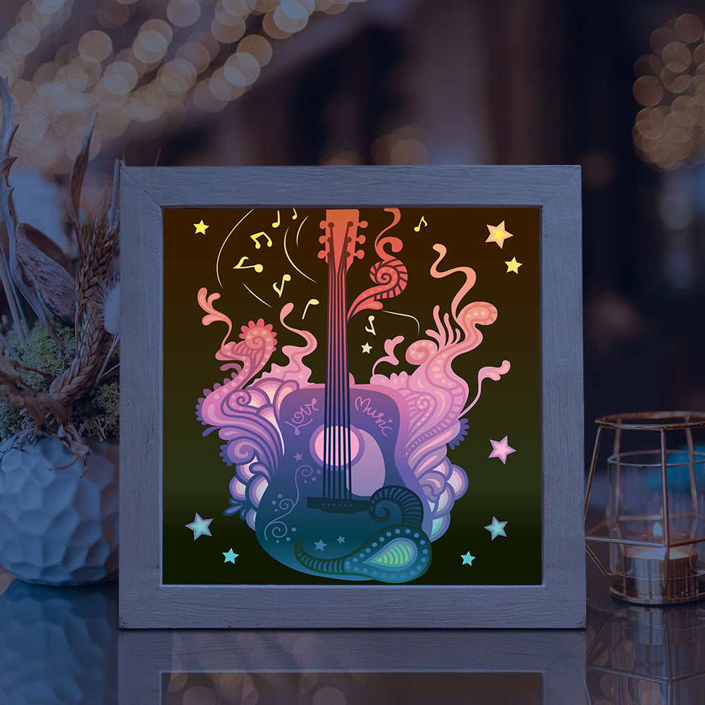 Guitar Square – 3D Lightbox SVG File for Cricut & Silhouette