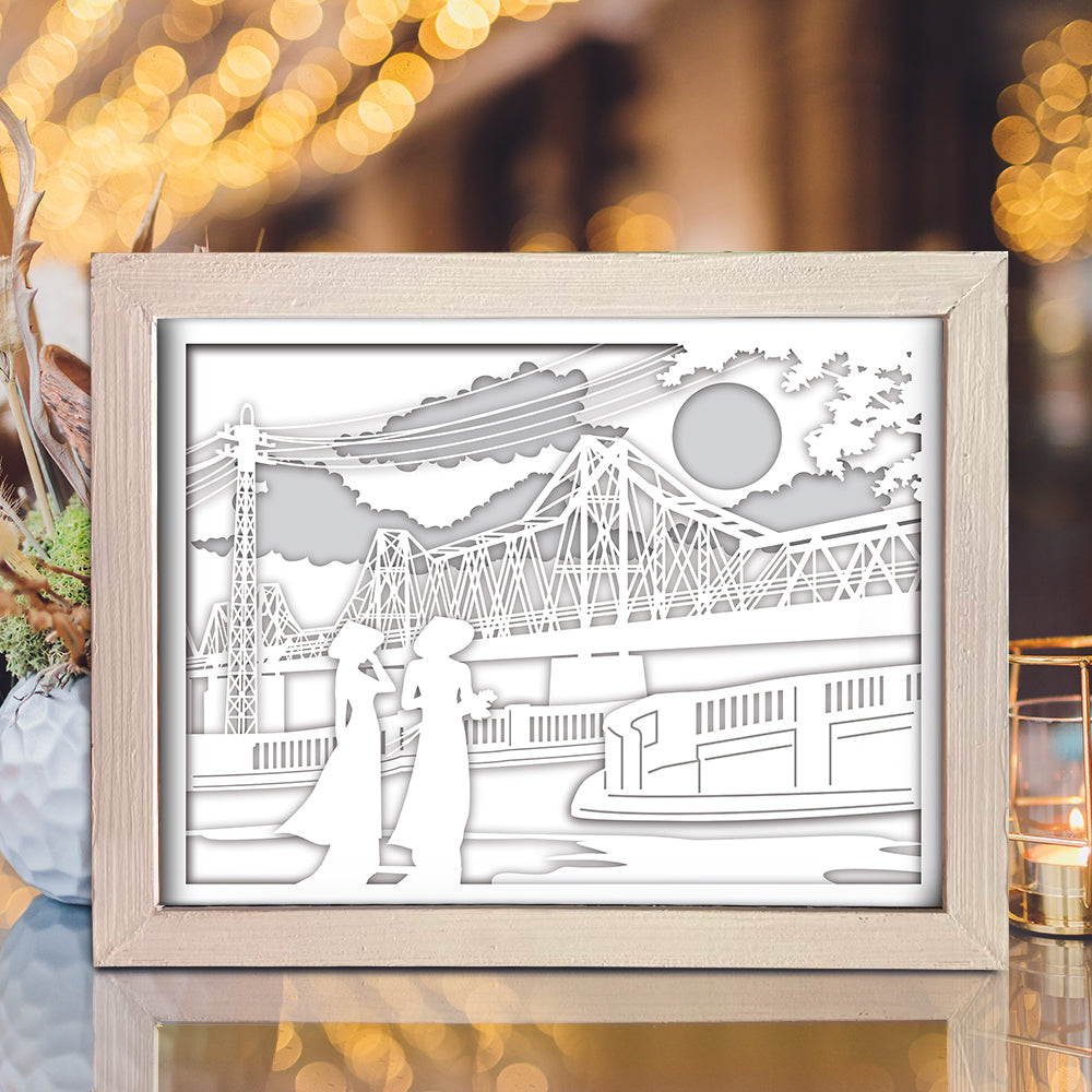Long Bien Bridge – 3D Lightbox SVG File for Cricut & Silhouette