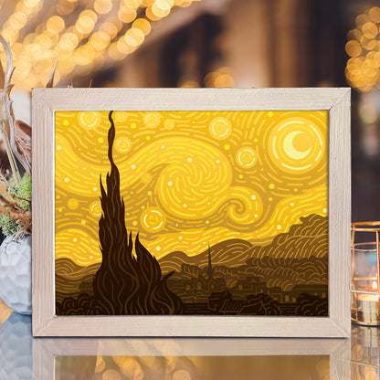 Starry Night – 3D Lightbox SVG File for Cricut & Silhouette