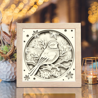 Chickadee Christmas – 3D Shadow Box SVG File for Cricut & Silhouette