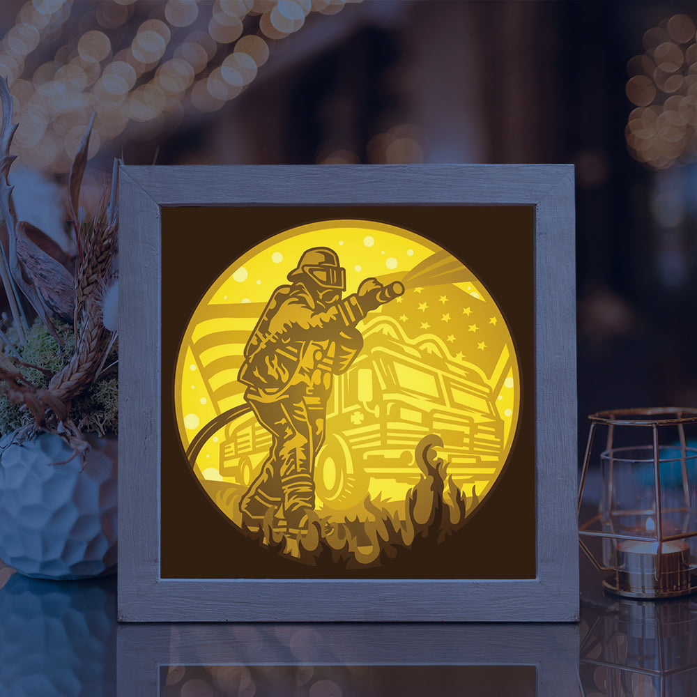 Firefighter 1 – 3D Lightbox SVG File for Cricut & Silhouette