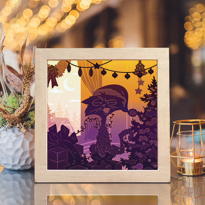 Christmas Cat 2 – 3D Lightbox SVG File for Cricut & Silhouette