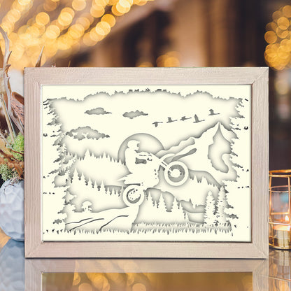 Motocycle In The Mountain – 3D Lightbox SVG File for Cricut & Silhouette