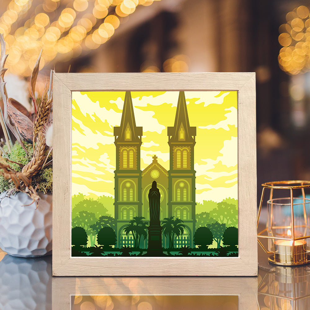 Saigon Notre-Dame Cathedral – 3D Lightbox SVG File for Cricut & Silhouette