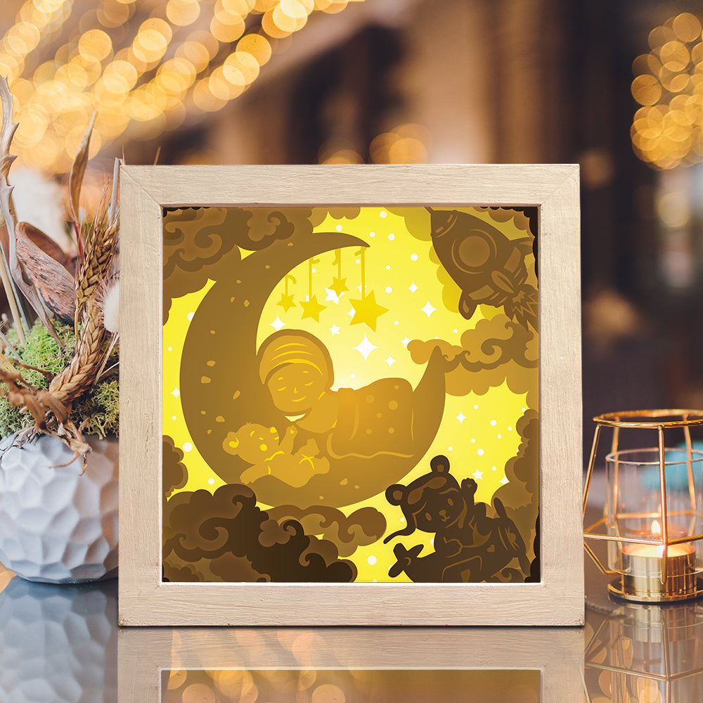 Baby On The Moon – 3D Lightbox SVG File for Cricut & Silhouette
