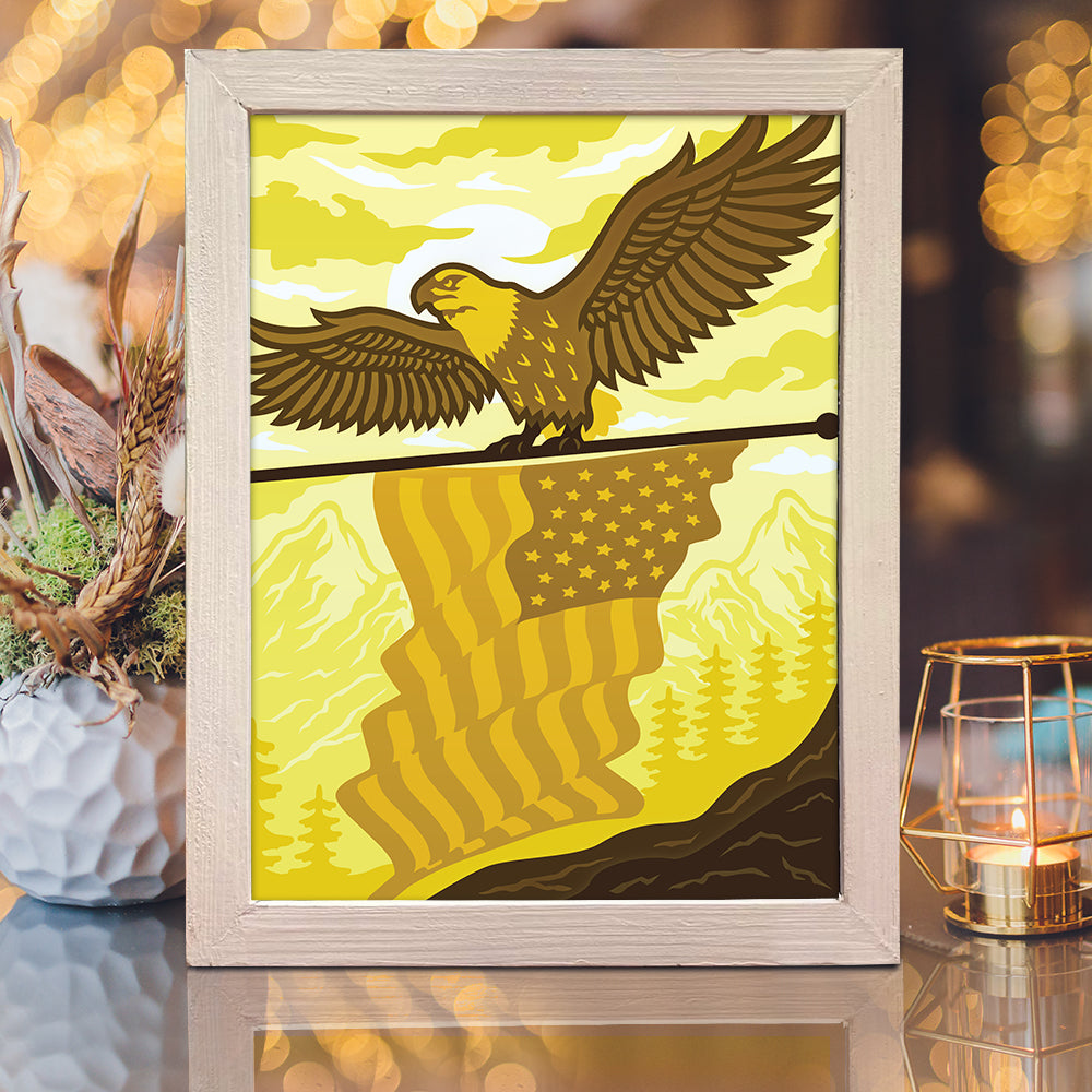 Eagle American Flag - 3D Special Occasions Papercut Lightbox File - Cricut File - VEKTOR KRAFT