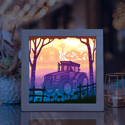 Tractor Square – 3D Lightbox SVG File for Cricut & Silhouette