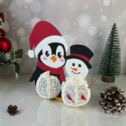 Penguin 3- 3D Christmas Lantern File - Cricut File  - VEKTOR KRAFT
