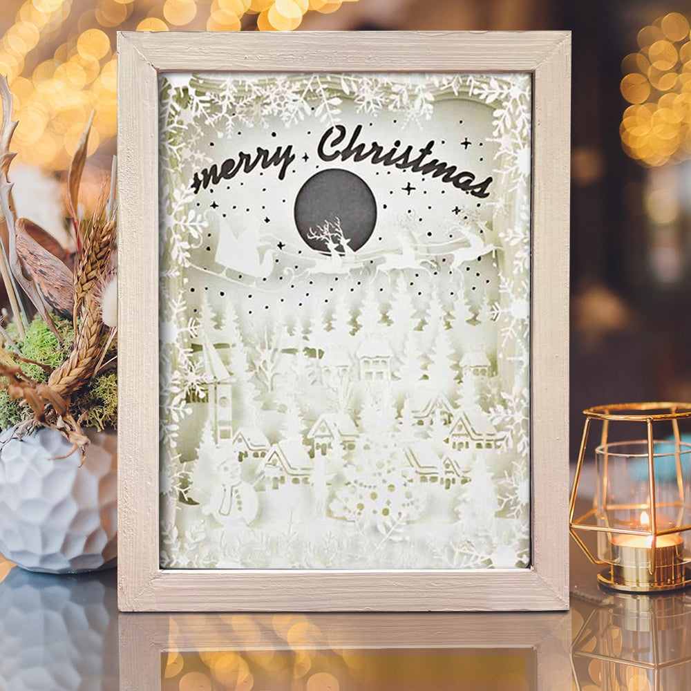 Merry Christmas 16 – 3D Lightbox SVG File for Cricut & Silhouette