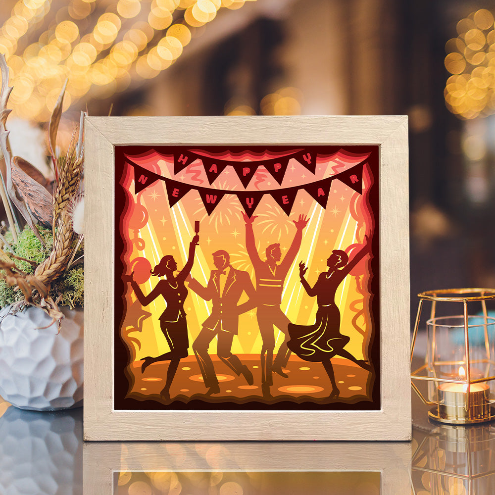 New Year's Eve Party – 3D Lightbox SVG File for Cricut & Silhouette