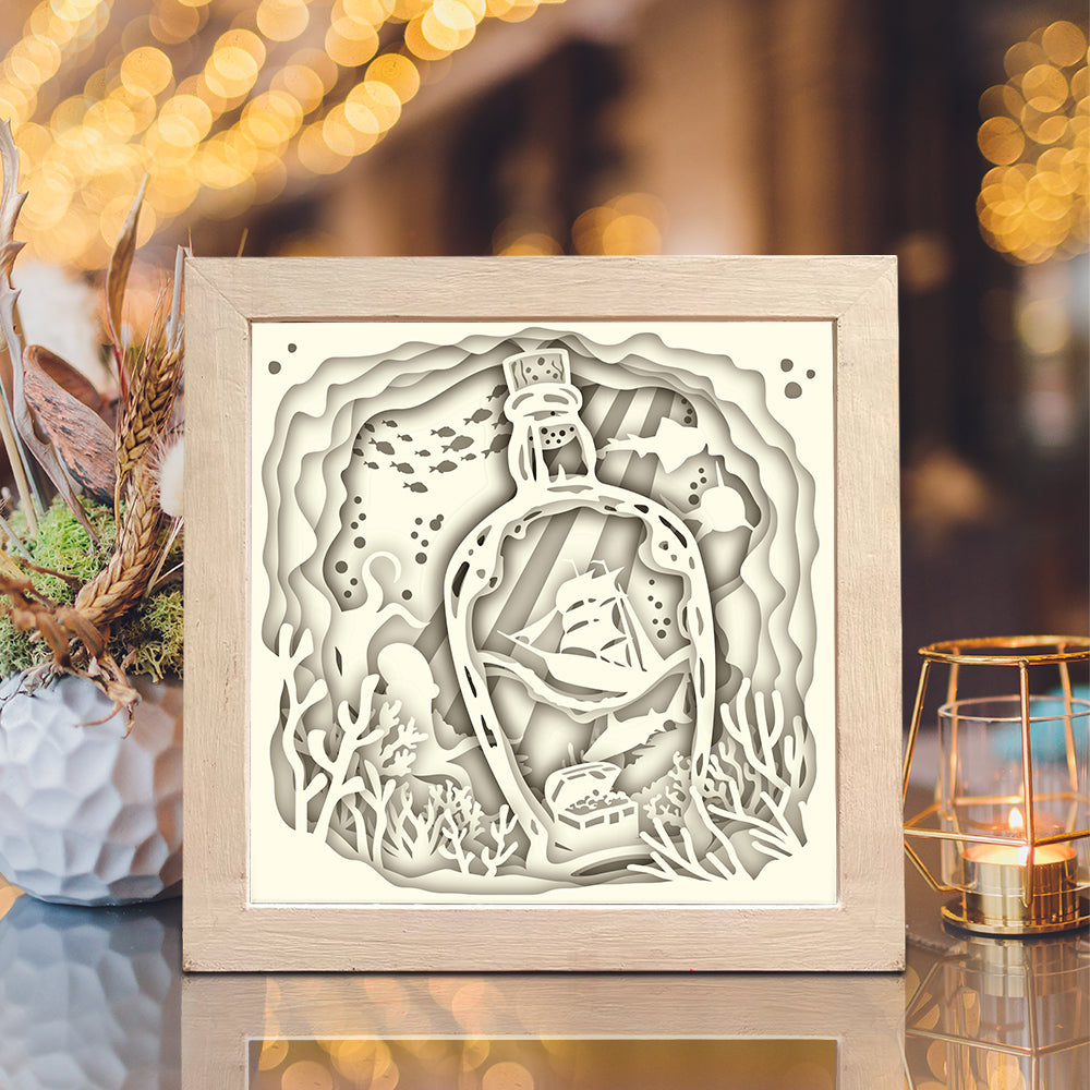 Drifting Bottle – 3D Lightbox SVG File for Cricut & Silhouette