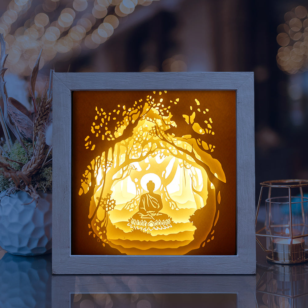 Buddha 1 Square – 3D Lightbox SVG File for Cricut & Silhouette