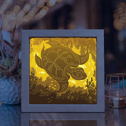 Sea Turtle Square – 3D Lightbox SVG File for Cricut & Silhouette