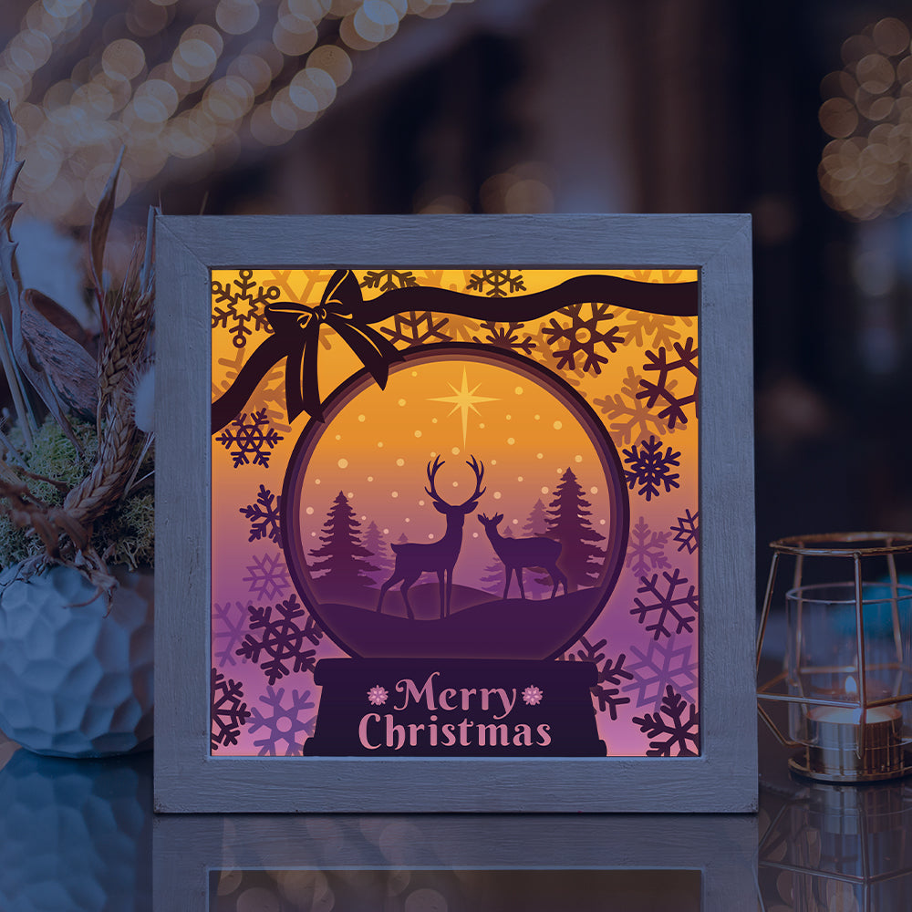 Joyeux Noel 15 Square – 3D Lightbox SVG File for Cricut & Silhouette