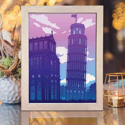 Pisa Tower – 3D Lightbox SVG File for Cricut & Silhouette