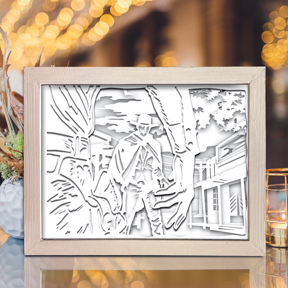 Cowboy Battle – 3D Lightbox SVG File for Cricut & Silhouette
