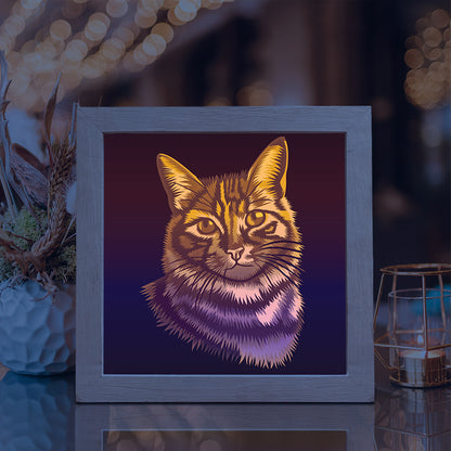 Cat Portrait Square – 3D Lightbox SVG File for Cricut & Silhouette