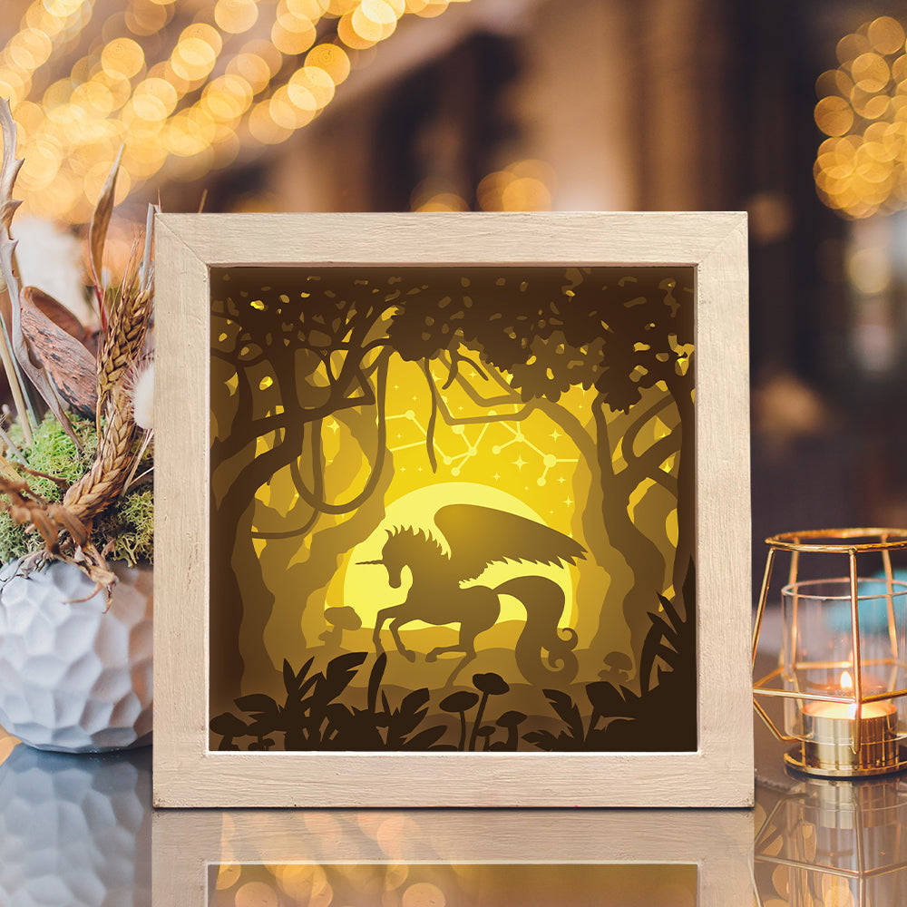 Unicorn In The Forest – 3D Lightbox SVG File for Cricut & Silhouette
