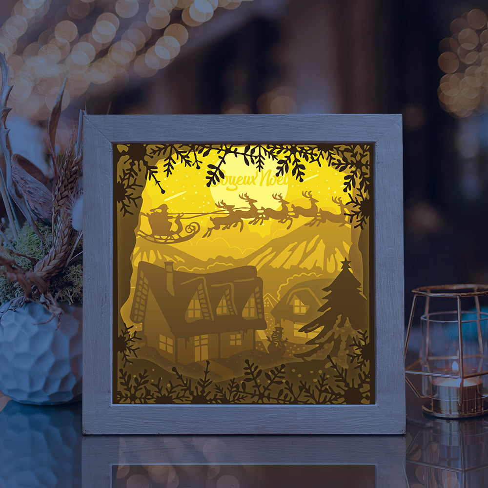 Joyeux Noel 6 Square – 3D Lightbox SVG File for Cricut & Silhouette