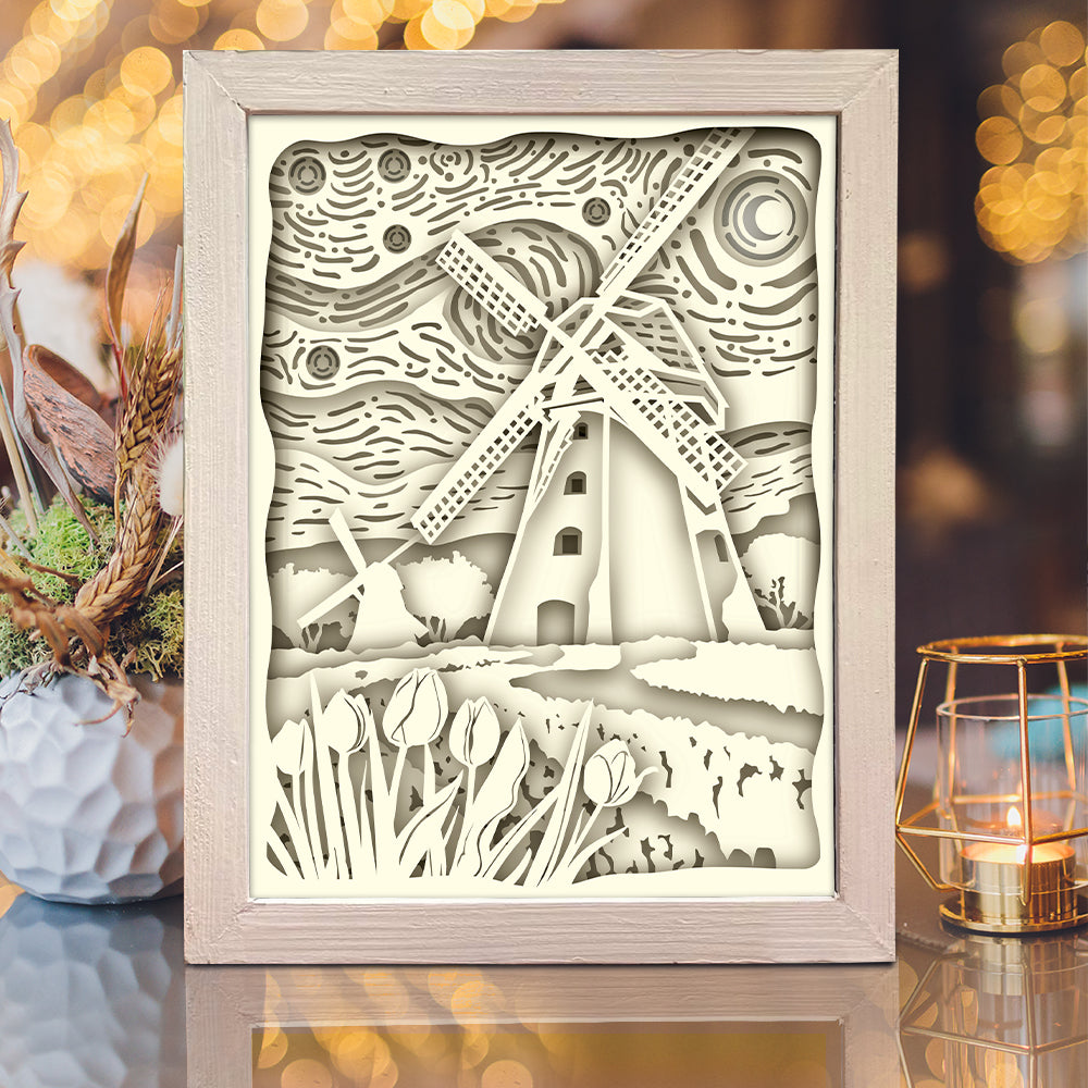 Dutch Windmills – 3D Lightbox SVG File for Cricut & Silhouette
