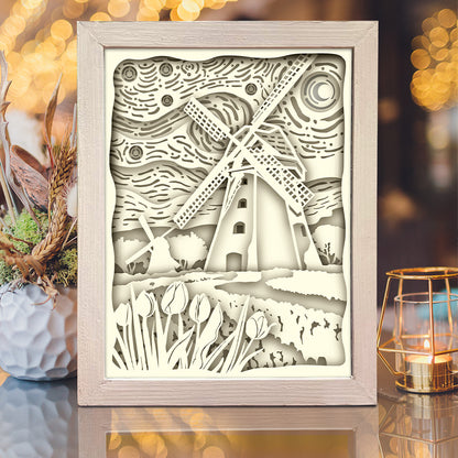Dutch Windmills – 3D Lightbox SVG File for Cricut & Silhouette