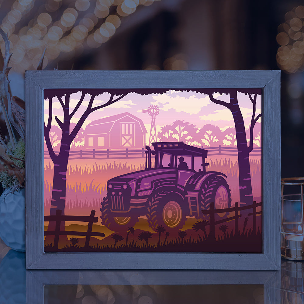 Tractor – 3D Lightbox SVG File for Cricut & Silhouette