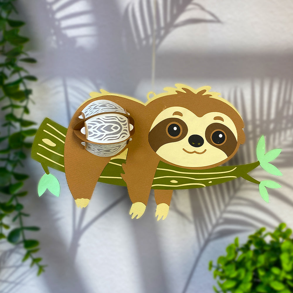 Sloth – 3D Lantern SVG File for Cricut & Silhouette