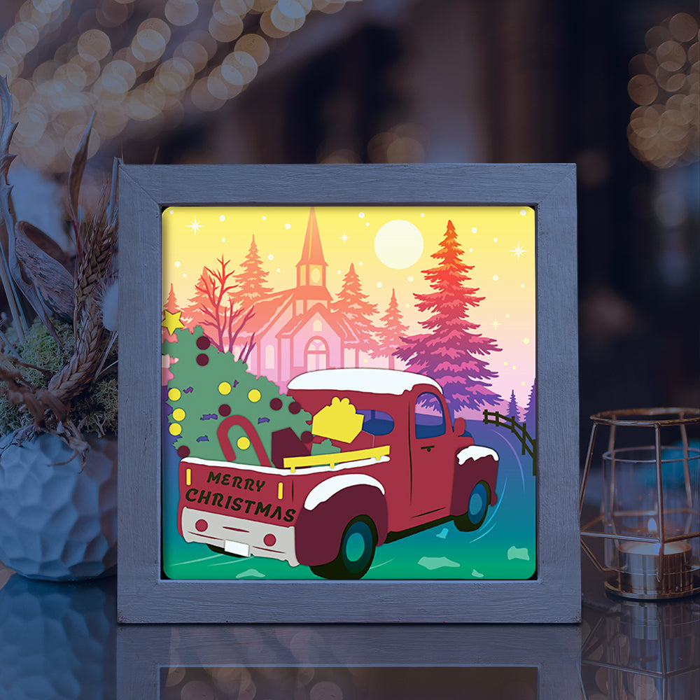 Christmas Truck Color – 3D Lightbox SVG File for Cricut & Silhouette