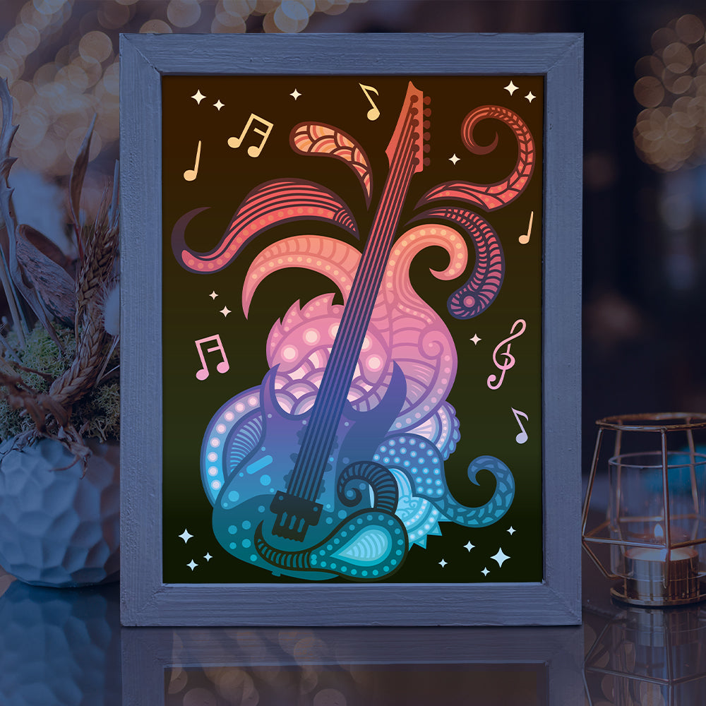 Electric Guitar – 3D Lightbox SVG File for Cricut & Silhouette