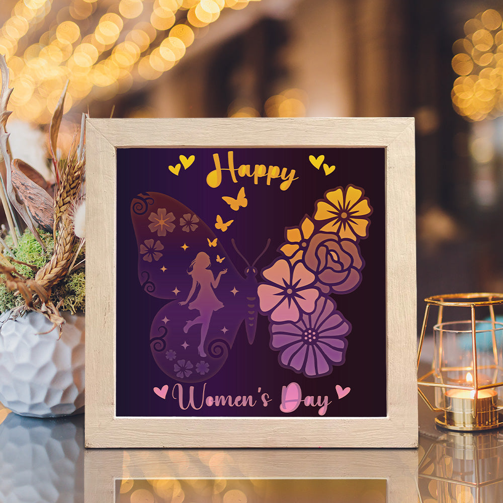 Happy Women's Day 4 – 3D Lightbox SVG File for Cricut & Silhouette